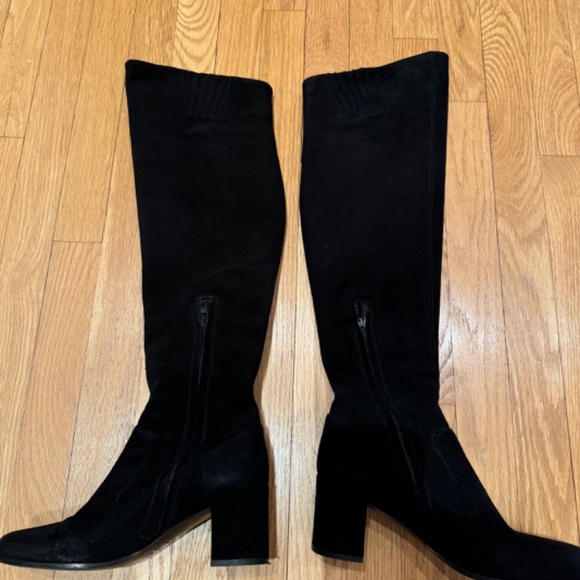 VINCE - Blythe Tall Black Suede Block Heel Boots - Picture 3 of 10